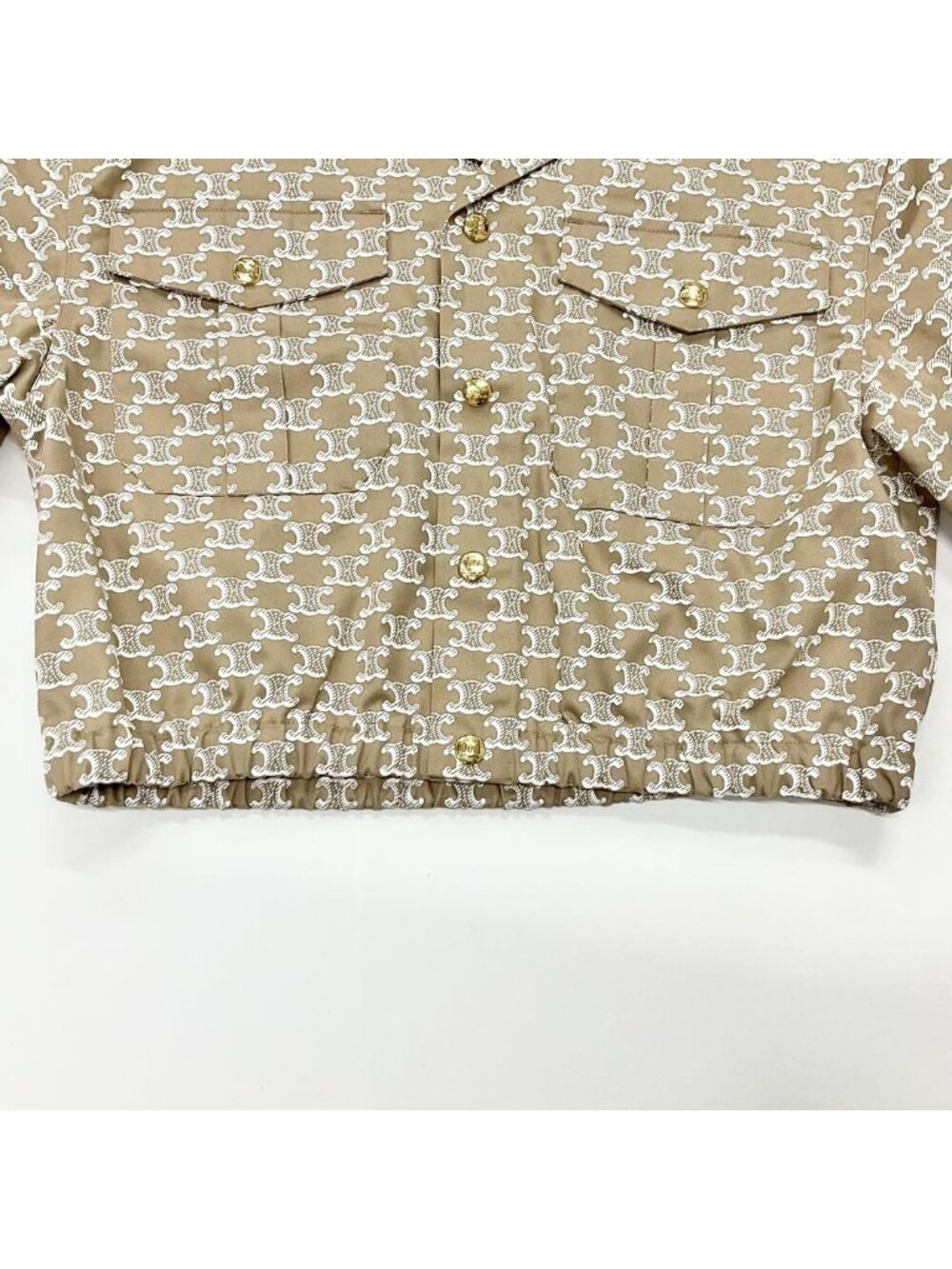 Celine Triomphe Shirt Cotton Top Cropped Beige - Picture 5 of 9